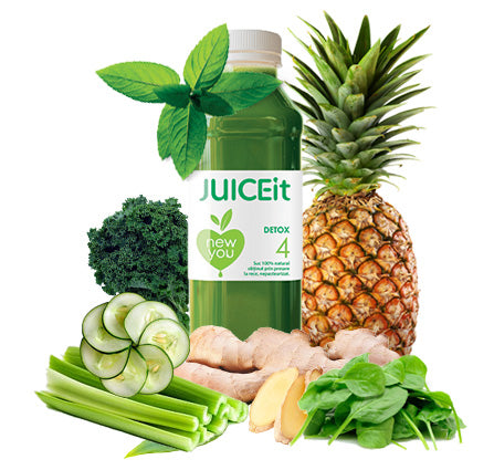 Ingrediente suc nr.4: spanac, ananas, telina apio, castravete, patrunjel, ghimbir, lamaie, kale